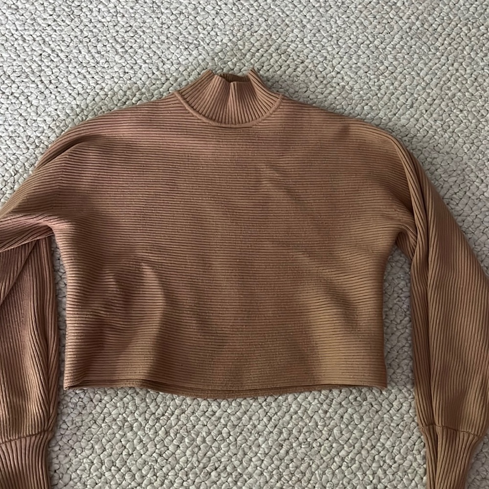 Slightly cropped tan Zara sweater